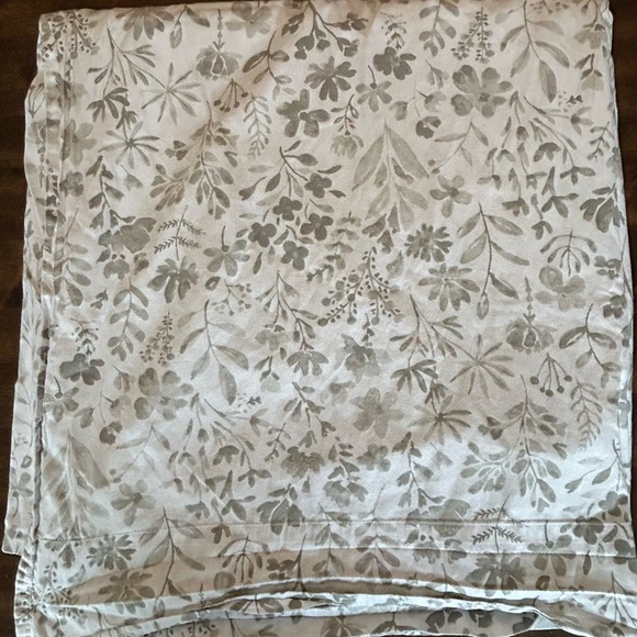 Boll & Branch Signature Botanical Duvet Set Pewter Full/Queen Flat Sheet Covers - Picture 9 of 12